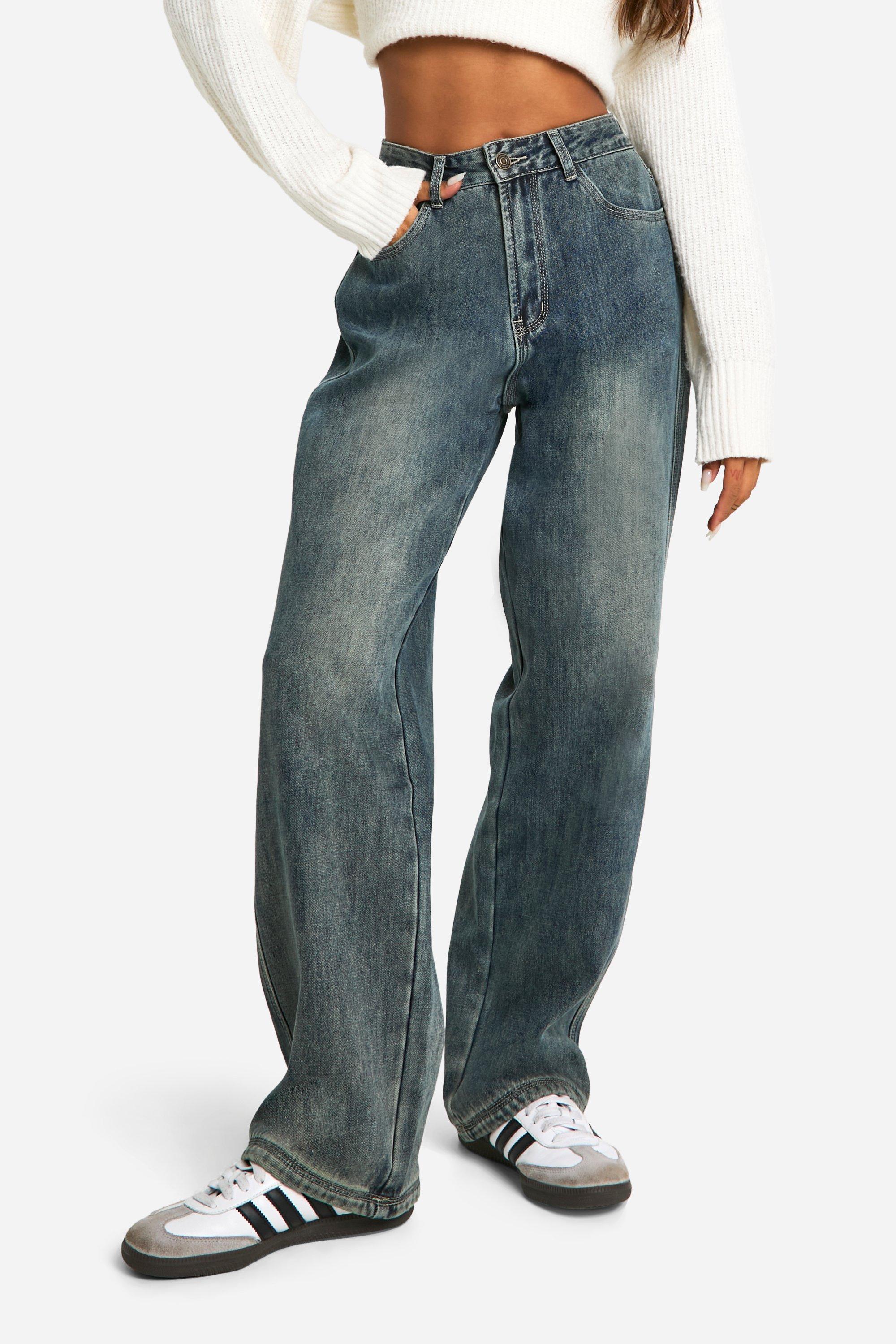 High waisted fleece lined jeans online